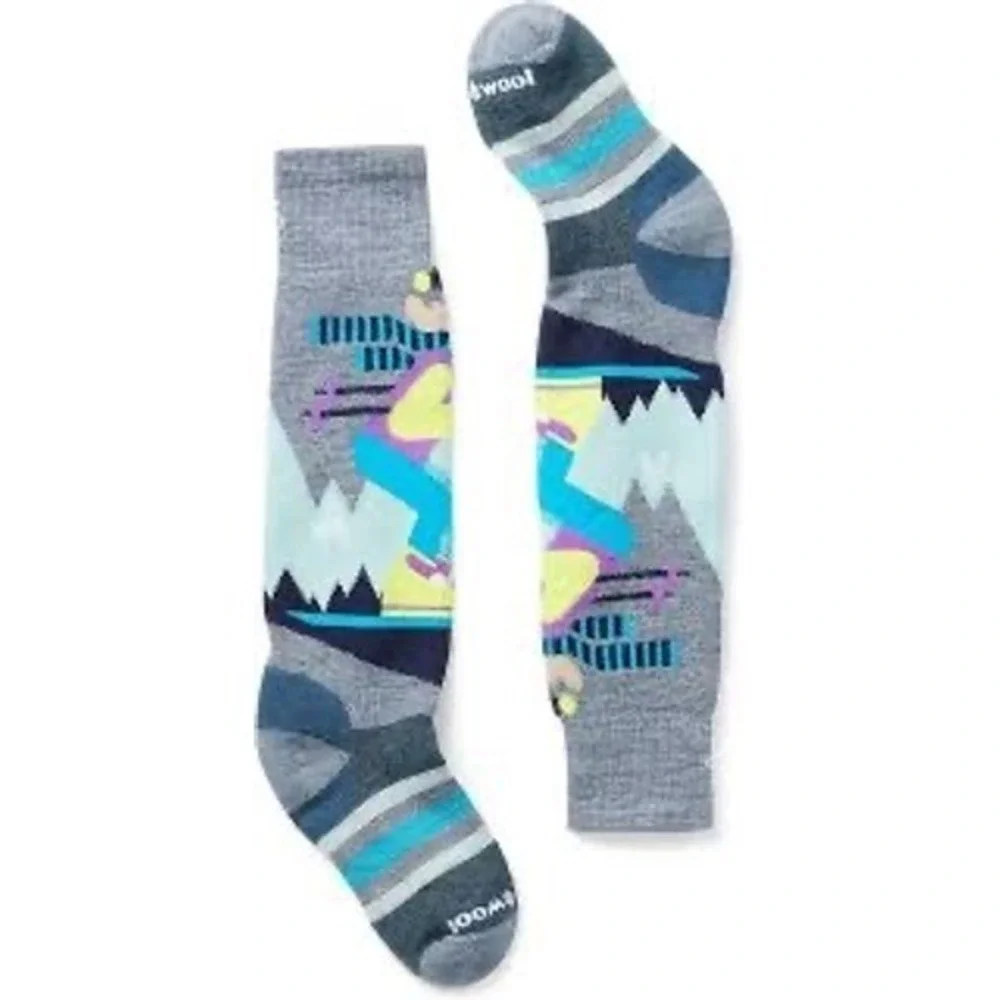 Smartwool Kids Wintersport Full Cushion Ski Socks‎ Gray Teal Moose Small NWT